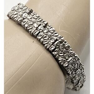 Vintage Estate KABANA Sterling Floral Leaves Textured Bracelet 1980s